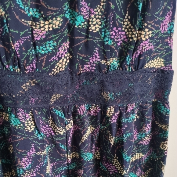 Free People Lupine Navy Sleeveless Lace Open Side Floral Dress Small Boho - Picture 4 of 9